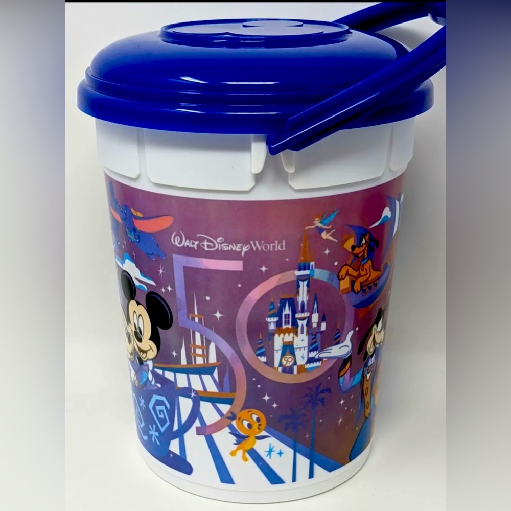 Disney 50th Anniversary Popcorn Bucket - Mickey Figment Pluto Orange Bird Donald